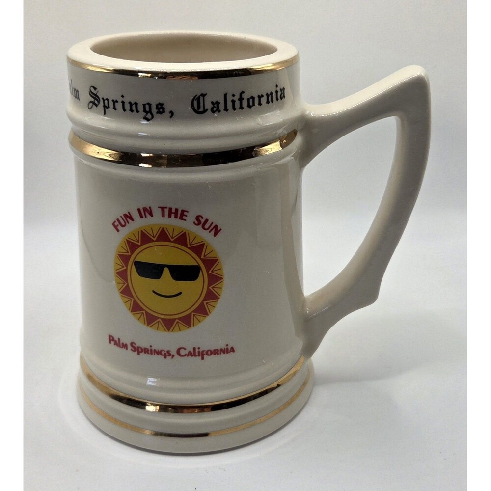 Palm Springs California "Fun in the Sun" Beer Stein 6.25" Ceramic Made In USA